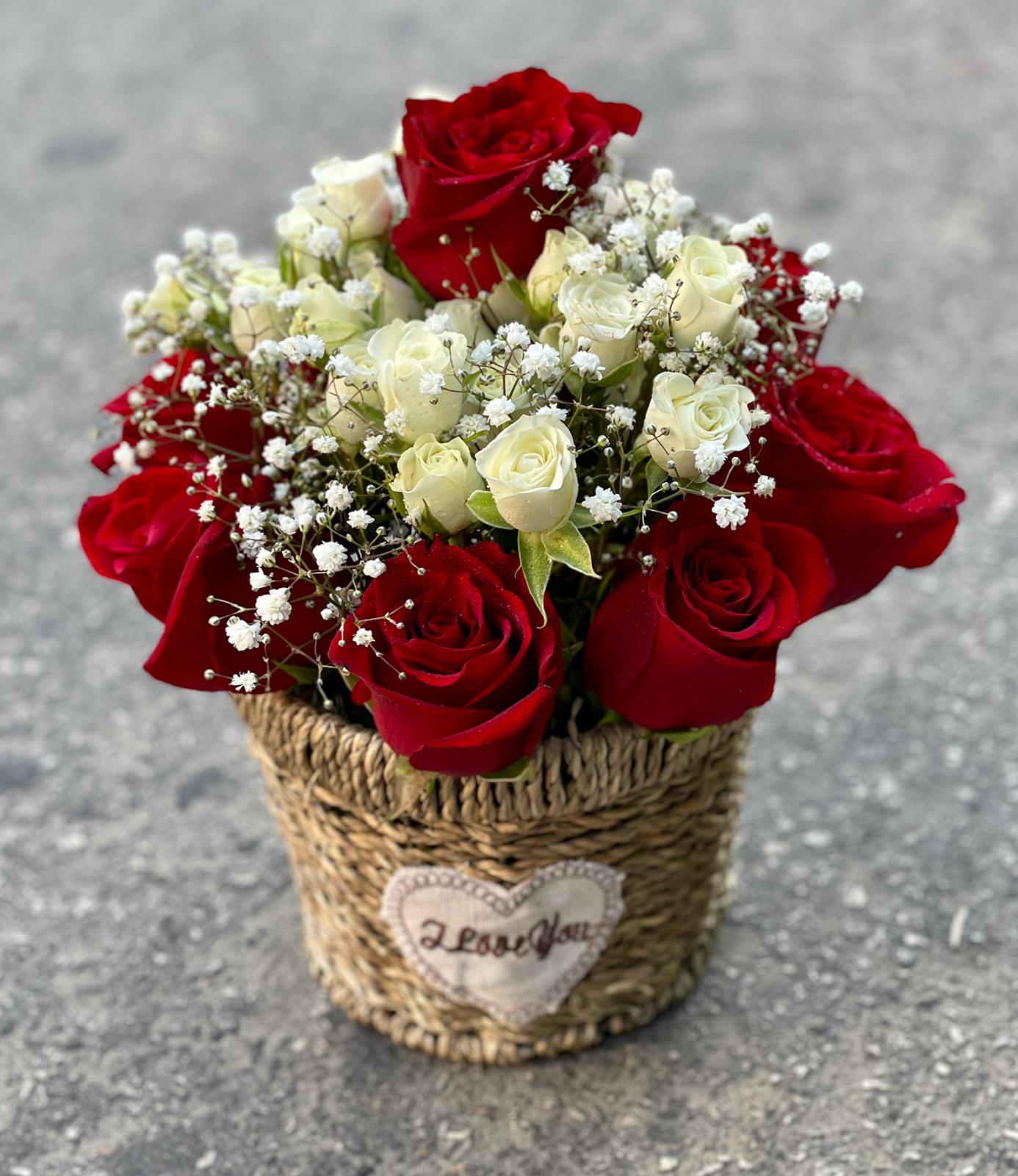 Romantic Red & White Roses