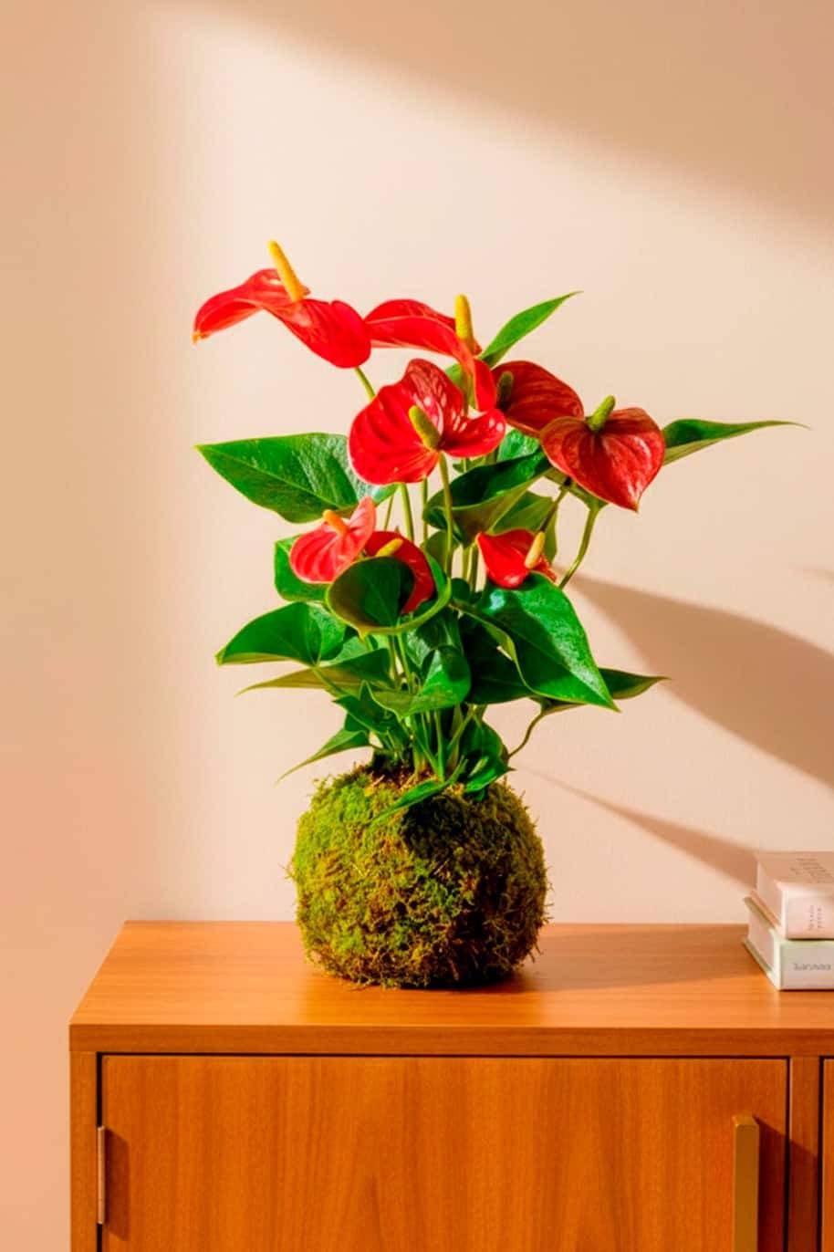 Anthurium Red Kokedama