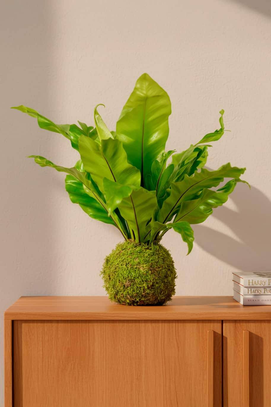 Birds Nest Fern Kokedama