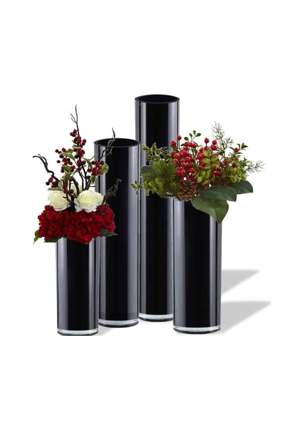 Black Glass Cylinder Vase