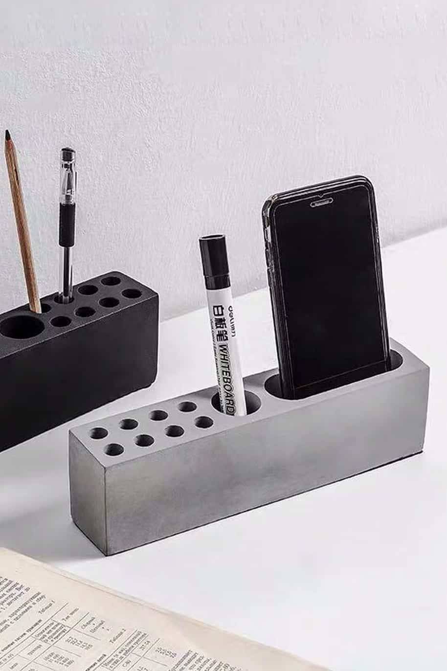 Concrete Mobile & Pen Holder