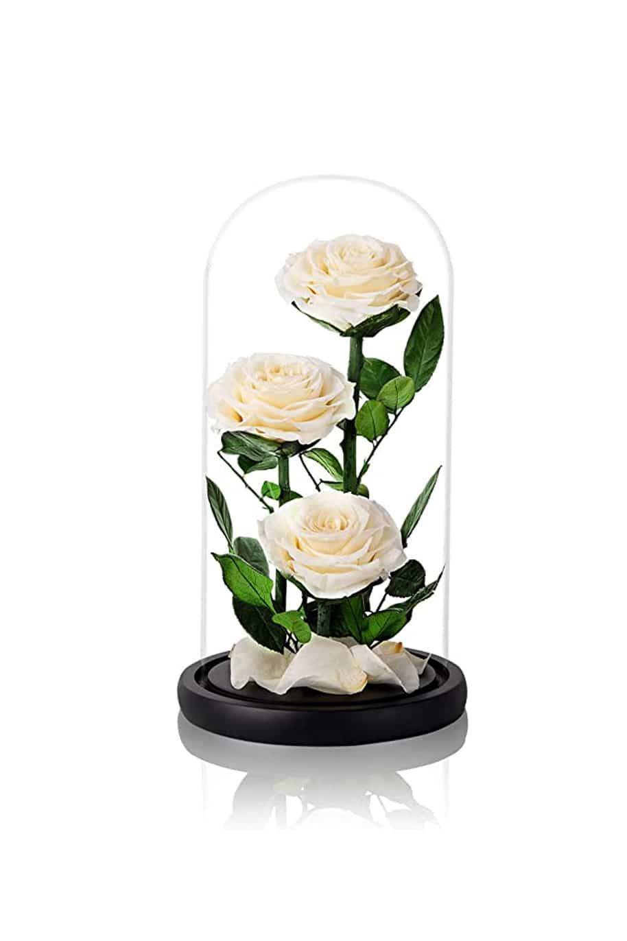 Forever Rose 3 In Glass Dome White