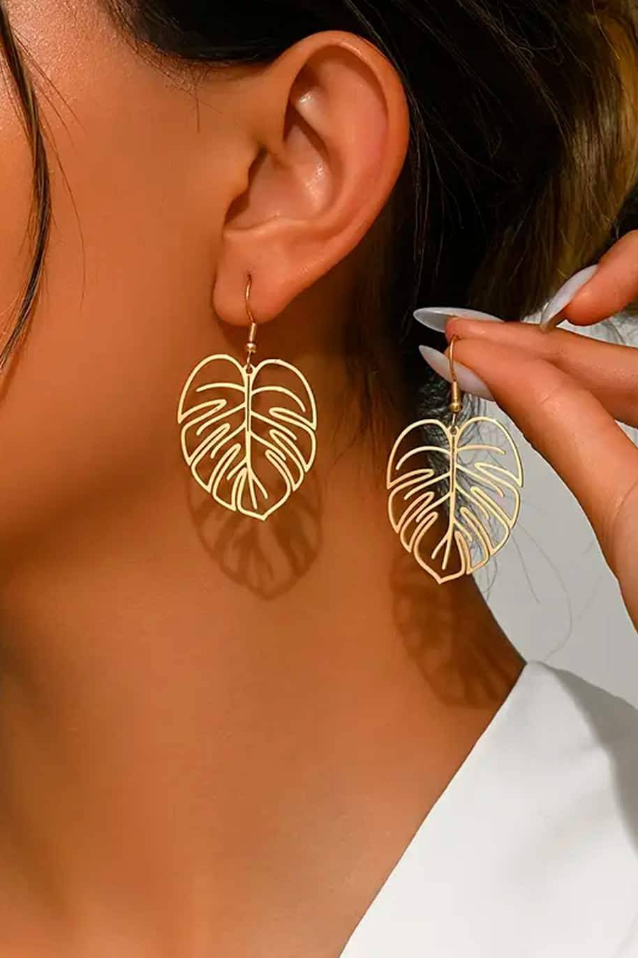 Monstera Hollow Earrings