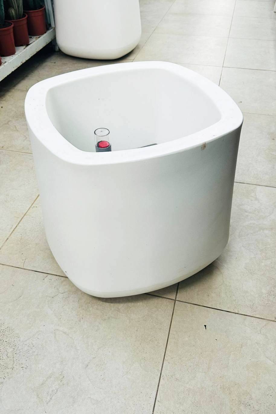 Self Watering Sqare White Pot