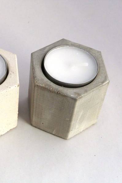 Hexagonal Concrete Candle Holder